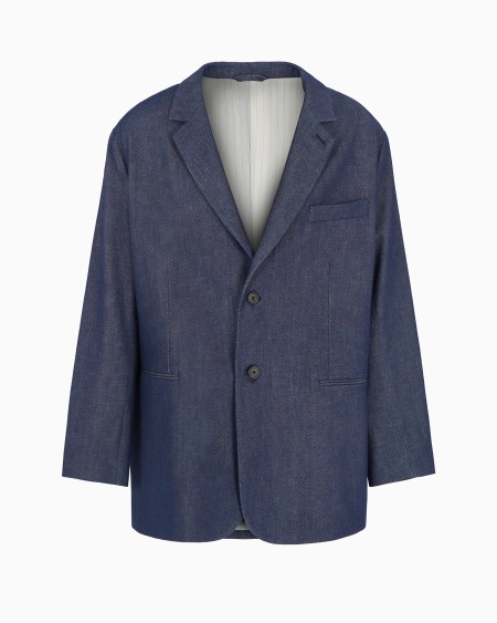 Armani Blazer de abotonadura sencilla en denim de mezcla de lyocell ASV