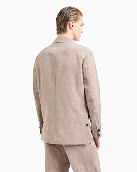 Armani Blazer De Abotonadura Sencilla En Mezcla De Lino