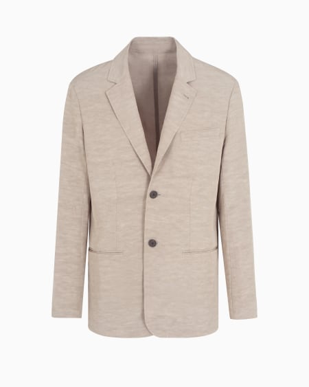 Armani Blazer de abotonadura sencilla en mezcla de lino