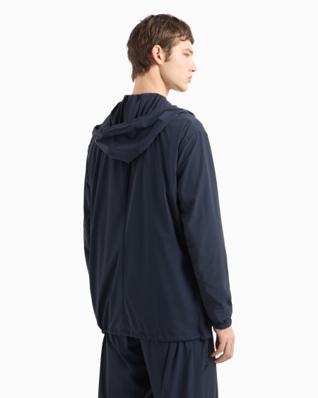 Armani Blazer De Abotonadura Sencilla En Nailon Elástico Con Capucha