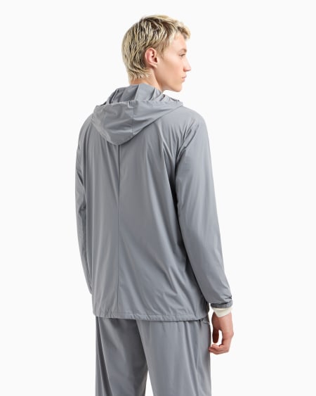 Armani Blazer De Abotonadura Sencilla En Nailon Elástico Con Capucha