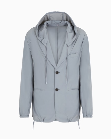 Armani Blazer de abotonadura sencilla en nailon elástico con capucha