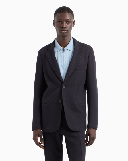 Armani Blazer De Abotonadura Sencilla En Punto Gofre Travel Essential
