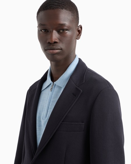 Armani Blazer De Abotonadura Sencilla En Punto Gofre Travel Essential