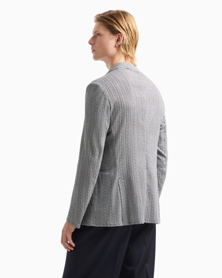 Armani Blazer De Abotonadura Sencilla En Tejido Sirsaca Con Estampado De Chevrón