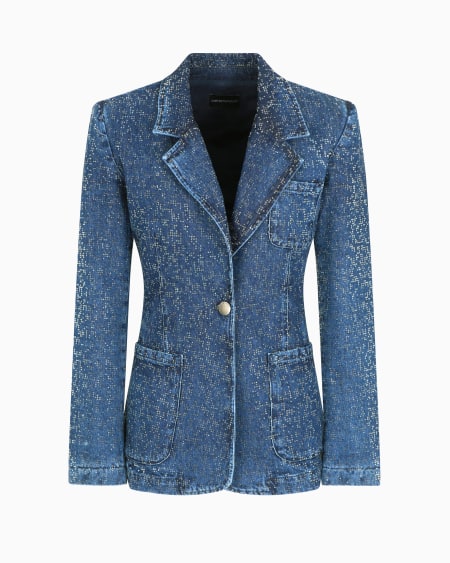 Armani Blazer de denim con aplicación integral de strass