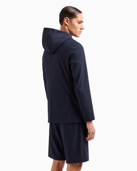 Armani Blazer De Nailon Elástico Efecto Canneté Con Pechera Y Capucha