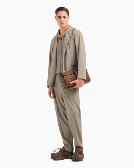 Armani Blazer De Nailon Elástico Efecto Canneté Con Pechera Y Capucha