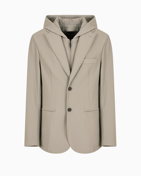 Armani Blazer de nailon elástico efecto canneté con pechera y capucha
