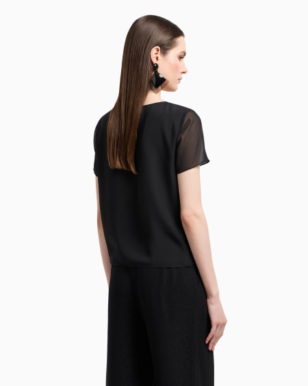 Armani Blusa Con Cuello De Pico De Georgette Técnico