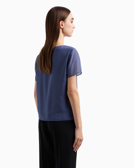 Armani Blusa Con Cuello De Pico De Georgette Técnico