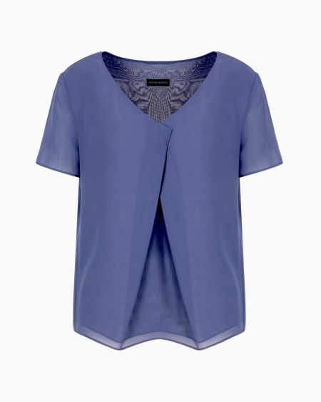 Armani Blusa con cuello de pico de georgette técnico