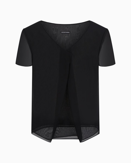 Armani Blusa con cuello de pico de georgette técnico