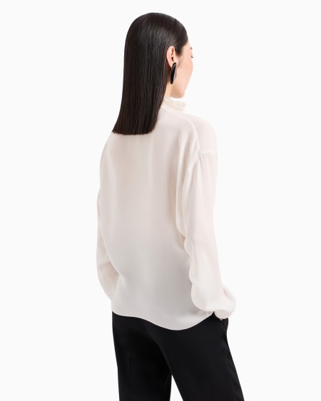 Armani Blusa Con Plisado En Cuello Y Hombro En Georgette Doble De Seda Icon