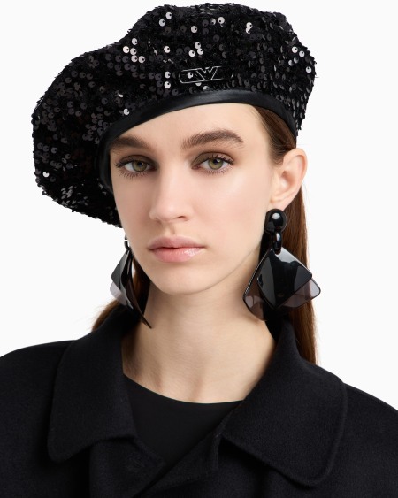 Armani Boina De Chenilla Con Lentejuelas Por Toda La Superficie