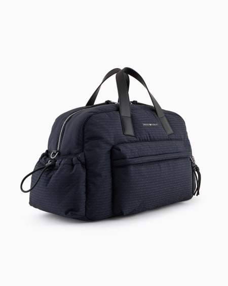 Armani Bolsa De Nailon Con Inscripción Integral Del Logotipo En Tejido Jacquard