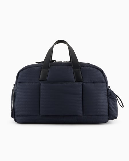 Armani Bolsa De Nailon Con Inscripción Integral Del Logotipo En Tejido Jacquard