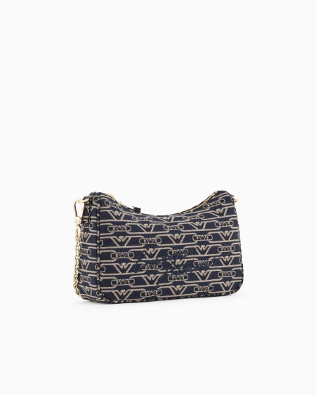 Armani Bolso Baguette En Lona De Tejido Jacquard Con Monograma Por Toda La Superficie