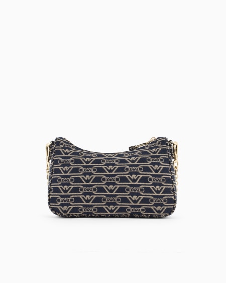 Armani Bolso Baguette En Lona De Tejido Jacquard Con Monograma Por Toda La Superficie