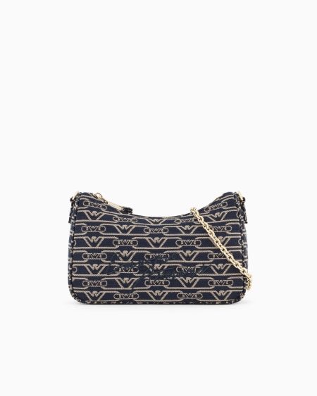 Armani Bolso baguette en lona de tejido jacquard con monograma por toda la superficie