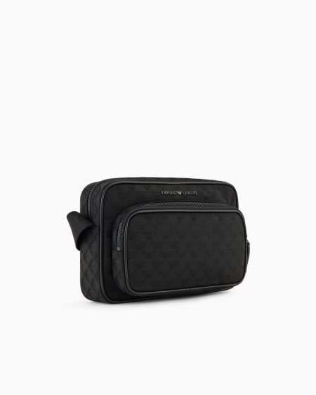 Armani Bolso Bandolera De Nailon Con Motivo Integral De águila En Tejido Jacquard