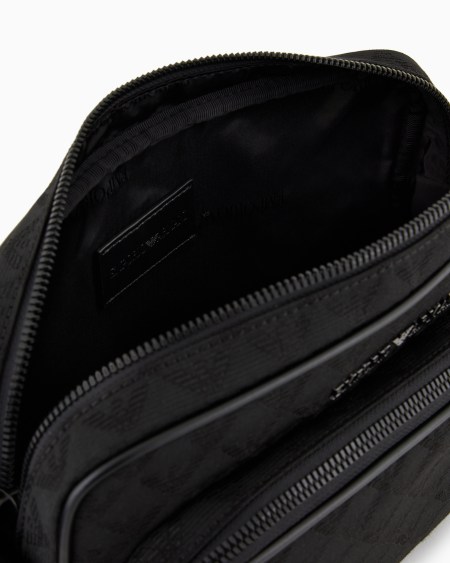 Armani Bolso Bandolera De Nailon Con Motivo Integral De águila En Tejido Jacquard