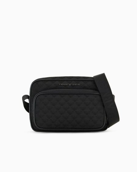 Armani Bolso bandolera de nailon con motivo integral de águila en tejido jacquard