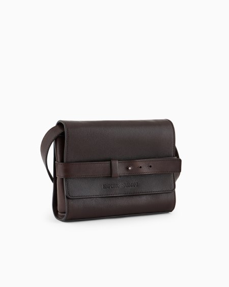Armani Bolso Bandolera De Piel Con Solapa Y Logotipo En Relieve