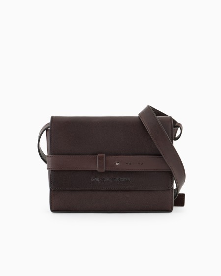 Armani Bolso bandolera de piel con solapa y logotipo en relieve