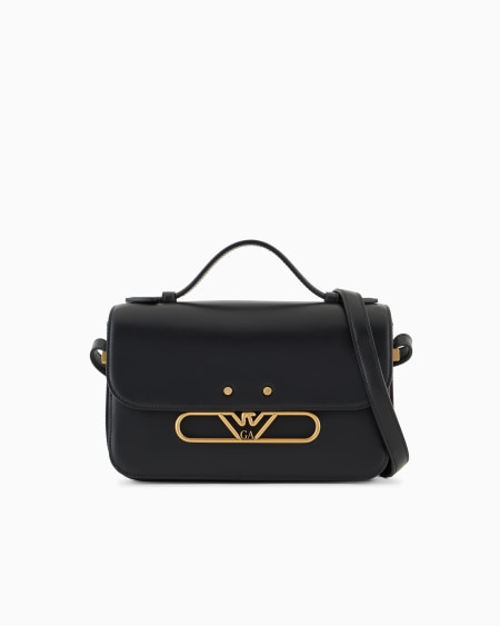 Armani Bolso bandolera de piel lisa con logotipo de águila de metal