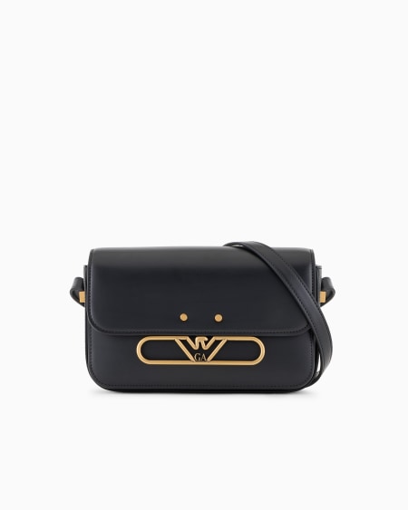 Armani Bolso bandolera de piel lisa con logotipo de águila de metal