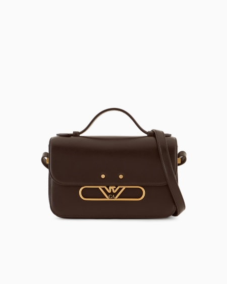 Armani Bolso bandolera de piel lisa con logotipo de águila de metal