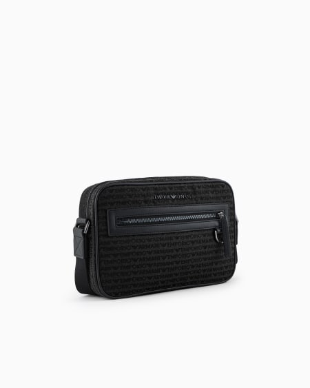 Armani Bolso Bandolera De Tejido Jacquard Con Inscripción Por Toda La Superficie