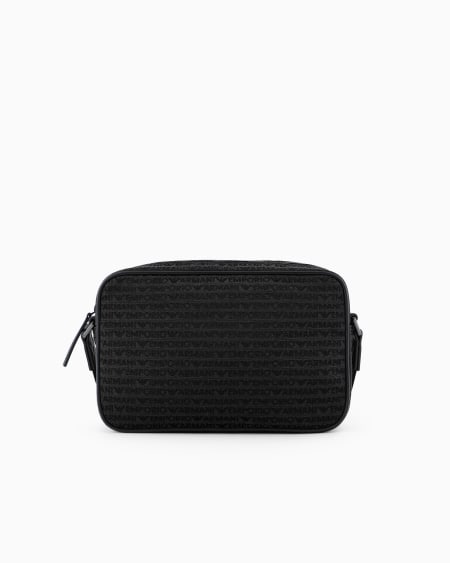 Armani Bolso Bandolera De Tejido Jacquard Con Inscripción Por Toda La Superficie
