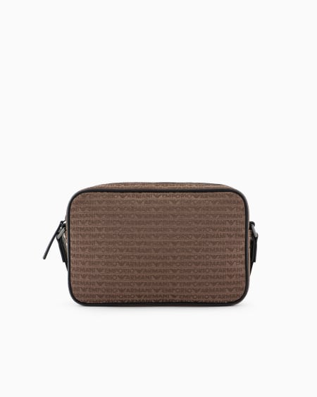 Armani Bolso Bandolera De Tejido Jacquard Con Inscripción Por Toda La Superficie
