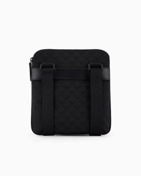 Armani Bolso Bandolera Plano De Nailon Con Motivo Integral De águila En Tejido Jacquard