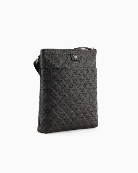 Armani Bolso Bandolera Plano De Piel Con Motivo De águila En Relieve