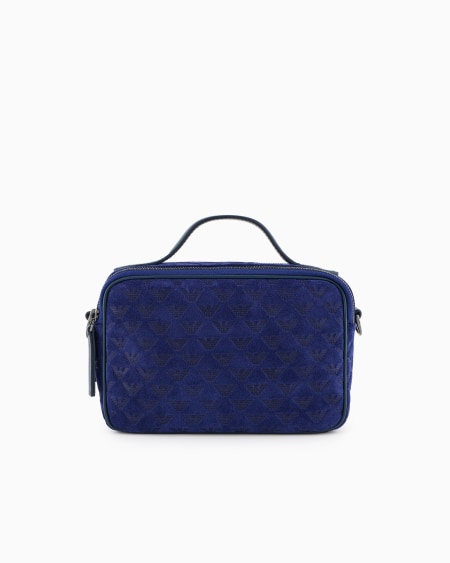 Armani Bolso Baúl De Ante Con Bandolera Y águila Grabada Por Toda La Superficie