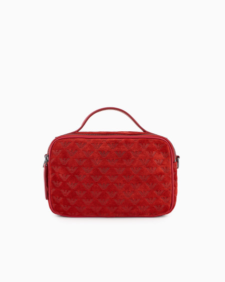 Armani Bolso Baúl De Ante Con Bandolera Y águila Grabada Por Toda La Superficie