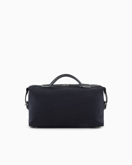 Armani Bolso Baúl De Lona Con Logotipo Bordado Y Bandolera