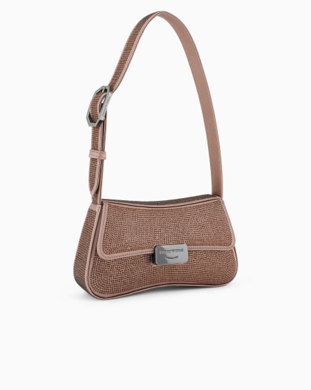 Armani Bolso De Hombro Baguette De Satén Con Strass