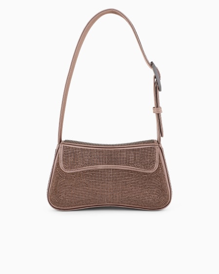 Armani Bolso De Hombro Baguette De Satén Con Strass