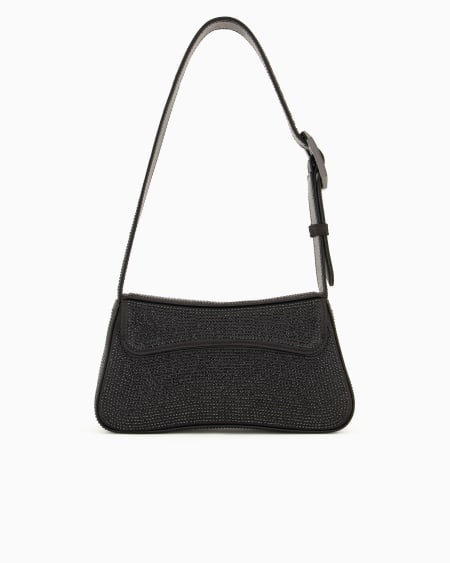 Armani Bolso De Hombro Baguette De Satén Con Strass