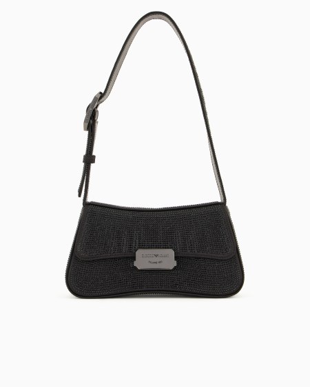 Armani Bolso de hombro baguette de satén con strass
