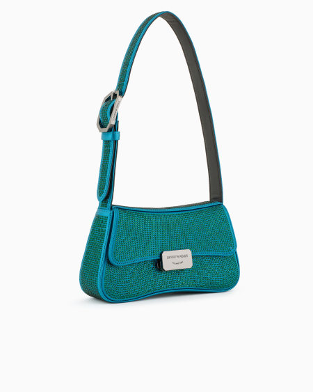 Armani Bolso De Hombro Baguette De Satén Con Strass