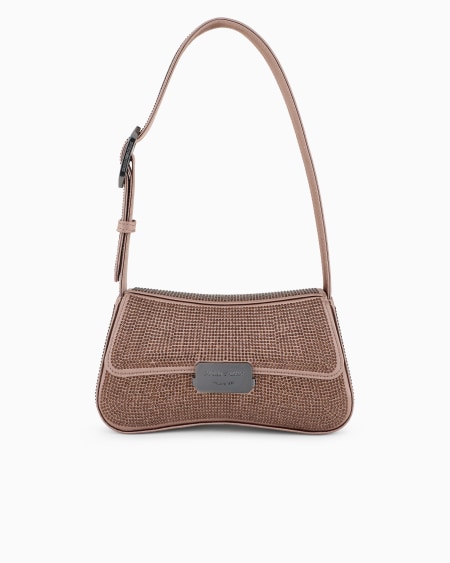 Armani Bolso de hombro baguette de satén con strass