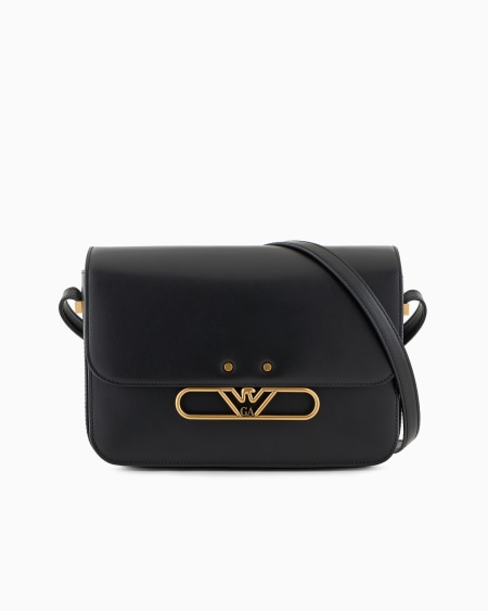 Armani Bolso de hombro de piel lisa con logotipo de águila de metal