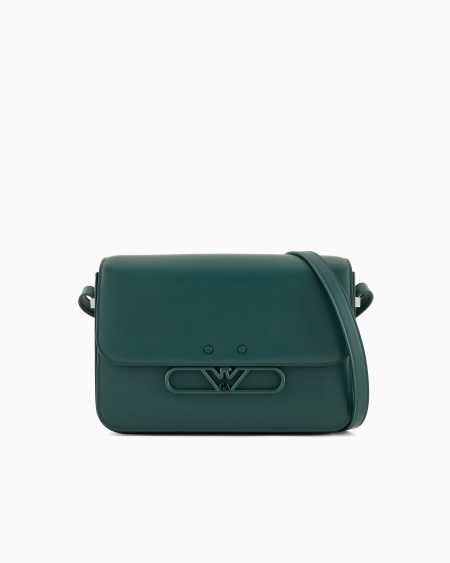Armani Bolso de hombro de piel lisa con logotipo de águila de metal