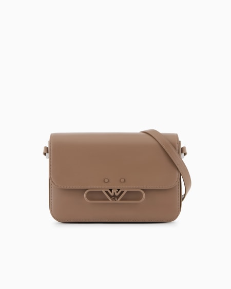 Armani Bolso de hombro de piel lisa con logotipo de águila de metal