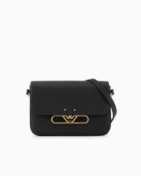 Armani Bolso de hombro de piel lisa con logotipo de águila de metal